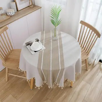 INS японски стил памук и лен свежа тъкан изкуството на кръгла чаена покривка изкуството на правоъгълна покривка кръгла маса