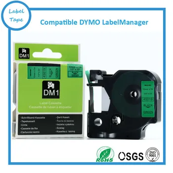 12 мм, Черен на зелен DYMO D1 LabelManager этикеточная лента 45019 1/2 