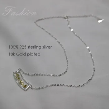100% S925 сребро листа колие Корейски прост лист ключицата верига женски красиви бижута от сребро