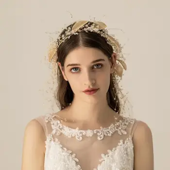 O551 Тежка Работа Кристални Листа на Стъклени перли сватбени аксесоари за коса прекрасна сватба превръзки за момичета