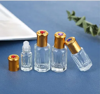 Стъклена бутилка от 3 ml със стъклена / стоманена ролка на шарике за етерично масло / гланц за устни, мед / серум за очи, козметични опаковки за грижа за кожата