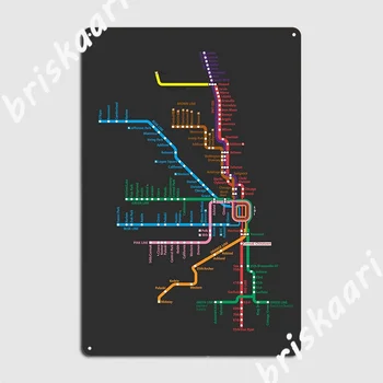 Чикагские Влакове Карта Метални Табели Плакат Пабные Стикери Създаване На Монтиране На Твърд Знак На Плакат