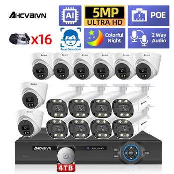 5.0 MP 16CH POE IP Камера Пълен Комплект Камера за Нощно Виждане за Сигурност Комплект 16-Канален NVR 5MP ВИДЕОНАБЛЮДЕНИЕ системи за Видеонаблюдение Комплект