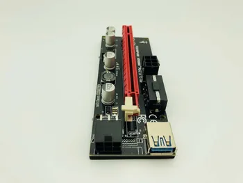 6шт 009s Двойна LED VER009S PCI-E Странично Card PCI Express 1X до 16X 0,6 M USB 3.0 Кабел 6Pin Molex Power за Майнинга Биткойнов