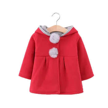 Зима и есен палто за малки момиченца С Дълъг ръкав и 3D заячьими уши, модерни ежедневни блузи, бебешки дрехи, детски Връхни облекла