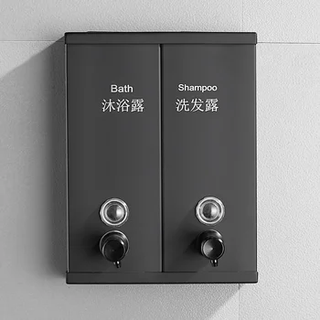 Стенен монтаж опаковка черен сапун в европейски стил, бутилка за дезинфектант за ръце, бутилка за гел за душ в банята на хотела