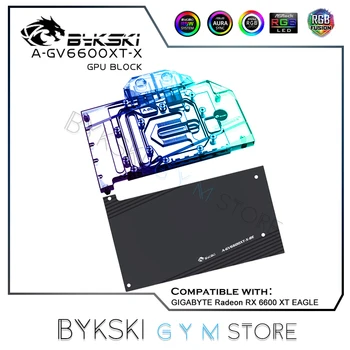 Воден охладител графичен процесор Bykski за видеокартата GIGABYTE Radeon RX 6600 XT ОРЕЛ, блок за охлаждане, VGA 5V 12V MB Sync A-GV6600XT-X