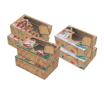 Коледни Подаръчни Кутии с Прозрачен Прозорец Опаковка, Декорация на Празнични Коледни Кутии за Бонбони, Ягоди, Десертни Понички