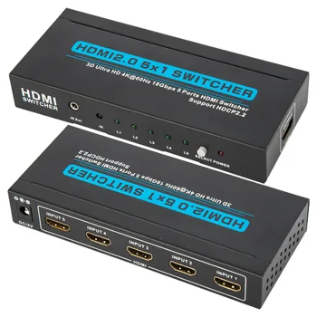 4 До 60 Hz HDMI Превключвател 5x1 HDMI Превключвател за 2.0 Адаптер HDR 3D Видео Конвертор за Mi Box XBOX PS5 PS4 PC КЪМ TV Монитор 3 4 5 В 1 Изход