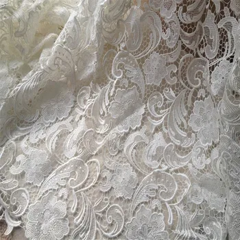 Бяла/ Черна Венециански Лейси плат цвят на слонова кост, Доброто Куха Цветен плат, Плат за Сватбена рокля 1 Ярд