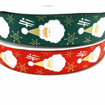 5 Ярда 25 мм Коледна Панделка С Принтом Дядо Коледа В Голям Рубчик Лента за Опаковане на Подарък Сватбена Украса Панделки за Коса-направи си САМ
