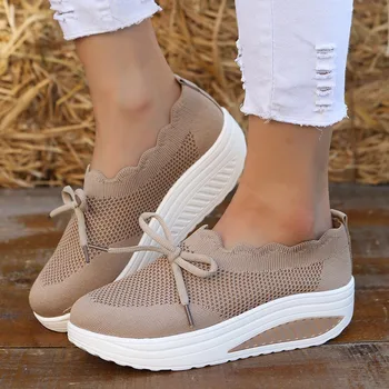 Дамски вулканизированная обувки 2022, есенна окото обувки, модел обувки на платформа, дамски обувки дантела, удобни обувки за мама, ежедневни