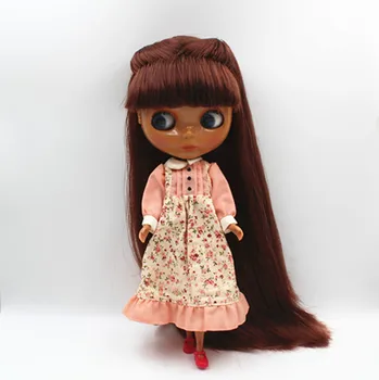 Blygirl Blyth кукла Кафяво-червена бретон директен черна кожена кукла с телесен цвят 30 см обикновени кукли за тяло могат да променят грим подарък играчка