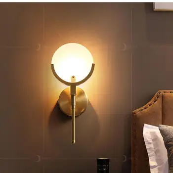 1 БР. Старинен стенен лампа от матово стъкло, хотелски лампа, нощна светлина, Интериор за Спални, стенни аплици, Баня, E14, на лунна светлина, Лампа за баня