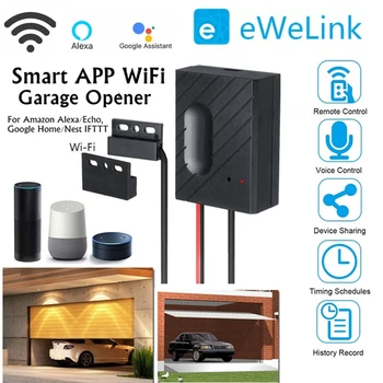 Интелигентен ключ с Wi-Fi Контролер за отваряне на Гаражни врати Ewelink приложение на Гласово Управление Работи С Алекса Echo Google Home Hub не се изисква