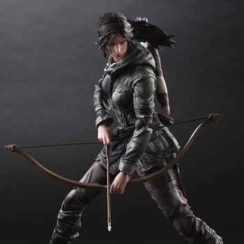 PLAY ARTS Фигурка на Лара Крофт Rise of The Tomb Raider Версия на Герой От Филма Модел Играчки 26 см Подарък За Деца