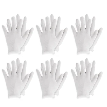 Ръкавици Ръкавици пръста памук 6/12 двойки бели пълни за разглеждане на бижута работа 