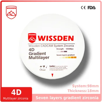 Wissden 4D Многослойни Циркониеви Блокове Стоматологични Лабораторни Принадлежности 98,18 мм Възстановяване на Зъбни протези CAD / CAM