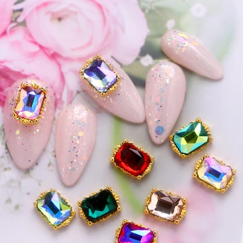 10шт 8*11 мм Стъклени Кристали AB Кристал Диаманти За Дизайн на Ноктите Микс 12 Стил на 3D Декорация Камъни Скъпоценни камъни (10шт Цветни)