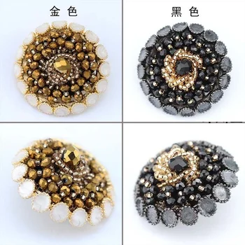 3 бр./опаковане. Висококачествени стъклени копчета и кожа Кадифе, украсени с перли и диаманти, Деликатни декоративни копчета 41 мм