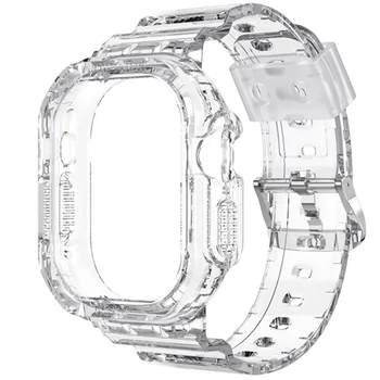Прозрачен Каишка Калъф за Apple Watch 41 мм 45 мм на 49 мм Каишка Спортен Силиконов гривна Гривна за iWatch Ultra Series 8 7 Correa