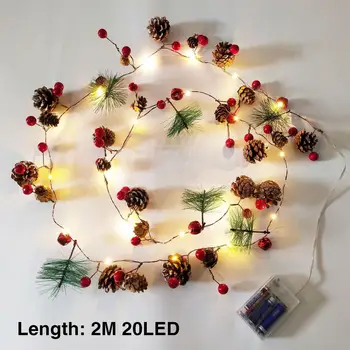Led Приказни Светлини Ред 2 м Празник Открит Лампа Венец За Коледно Сватба Парти Украса на Коледна Борова Шишарка Str J1l9