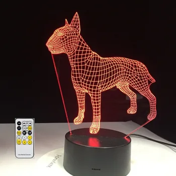 Бул териер Кучето 3D Лампен 7 Цвята USB лека нощ LED за Деца за рождения Ден на Творчески Нощни Декор Подарък Безплатен Дропшиппинг