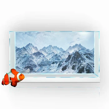 Аквариум Фон Стикер, Студен Сняг Планини 3D HD Печат Тапети Аквариум Фон Декор PVC Пейзаж Плакат