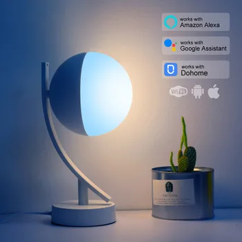 RGB Led Настолна Лампа 7 W Smart Voice LED Control WiFi App Remote Dimmable Настолни Нощни Лампи за Спалня Работят С Алекса Google Home