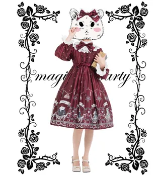 Сладка принцеса Лолита винтидж рокля дантела Питър Пан яка с висока талия рокля във викториански стил Kawaii момиче готическа Лолита ОП Лоли