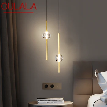 Модерна Медни Подвесная Полилей OULALA LED 3 Цвят Месинг Златни Висящи осветителни Тела С Кристали За Съвременната Домашна Спални