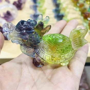 Осем висящи бижута във формата на драконьей костенурки, стъклени декорации, стъклени декорации за дома, кристал кварц, цветен прозрачен подарък за спомен