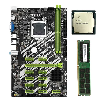 Комплект дънната платка за майнинга B250 БТК с процесор G3900 + 8G DDR4 RAM + кабел SATA 12 слотове PCI-E LGA1151 DDR4 RAM SATA3.0 USB3.0