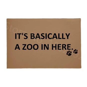 Интересно е, че тук, в действителност, зоологическа градина, добре дошли, изтривалки за входната врата, на сладък кучета, Котки, лапа, гумена подложка за домашни любимци, подложка за пода, килима 40x60