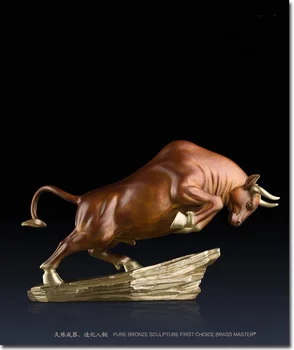 2023 Талисман за късмет Бронзова статуя на бика резба Начална финансова компания носи богатство на Фондовия пазар статуя на бик Кариерният Успех