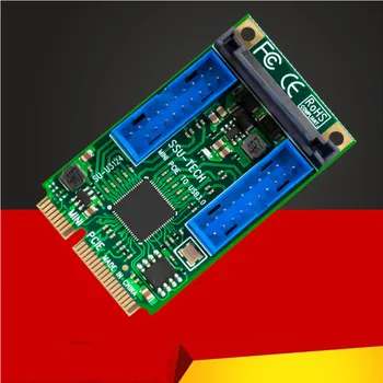 Mini PCI-E към USB 3.0 Адаптер Странично Карта MINI PCI Express dual 19/20pin USB3.0 Карта за разширяване на 15pin SATA Захранване за Настолен КОМПЮТЪР