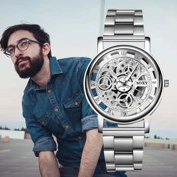 SOXY 2022 НОВ Мъжки Часовник Skeleton Най-добрата Марка на Луксозни Бизнес Мъжки Часовници с Каишка От Неръждаема Стомана Автоматична Дата на relogio masculino saat